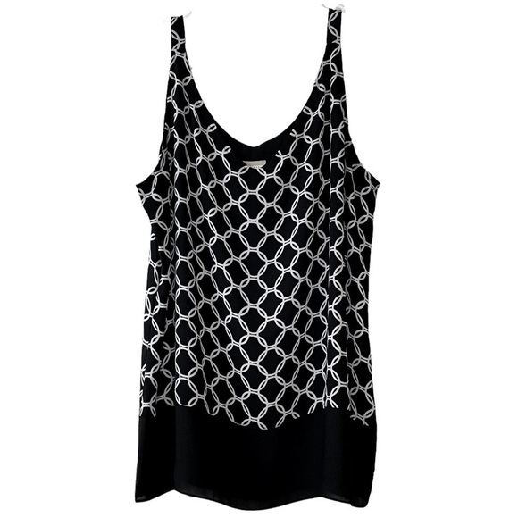 Chico's Black White Tank Top Scoop Neck‎ Blouse Size 8/10 - Picture 1 of 16
